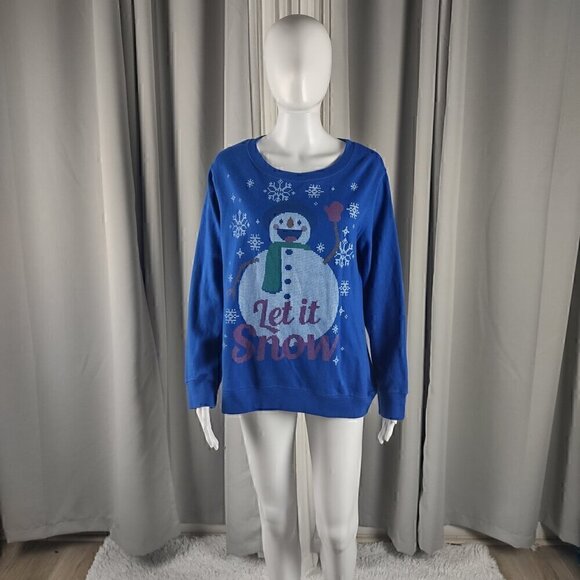 Holiday Time Sweaters - Holiday Time "Let It Snow" Snowman Snowflakes Ugly Christmas Sweater Size M